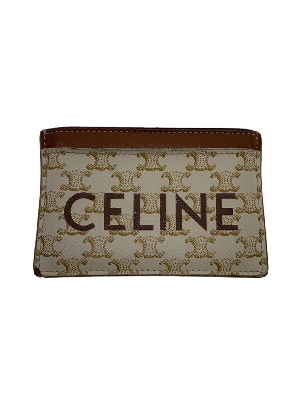 Celine Card Case Wallet Leather Cream All over Triomphe